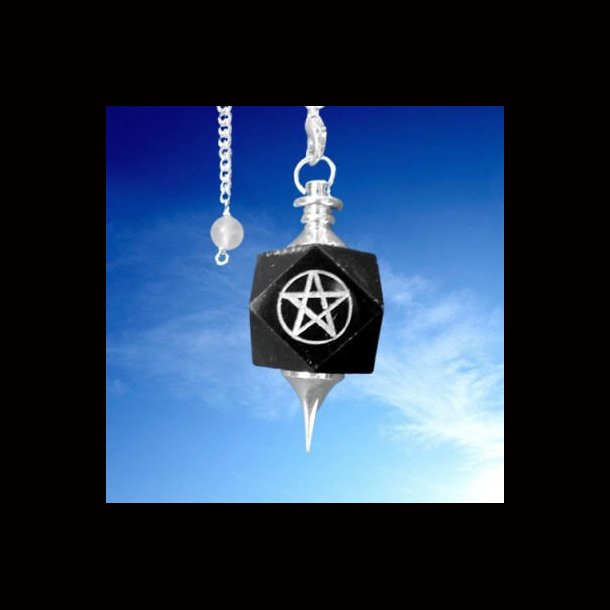 Onyx Gemstone Pendulum with Pentagram