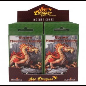 Golden Mountain Dragon Incense Cones by Anne Stokes