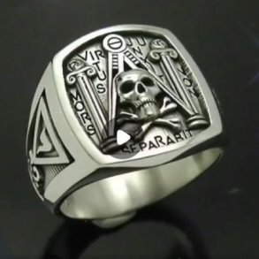 Gothic Freemason Skull Ring for Men