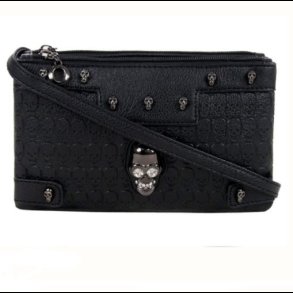 Gothic Metal Skull Crystal Head Ladies  Clutch Bag