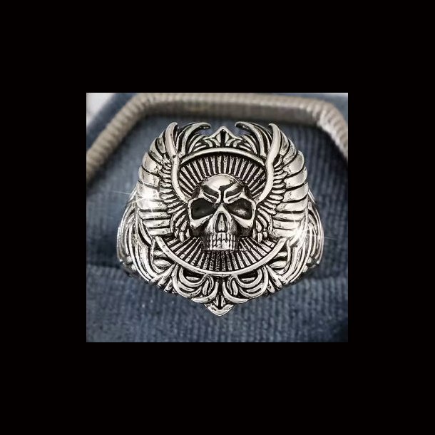 Gothic Skull And Wings Ring