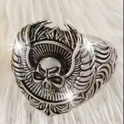 Gothic Skull And Wings Ring
