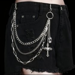 Gothic Skull Cross Layered Chain Belt 
