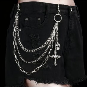 Gothic Skull Cross Layered Chain Belt 