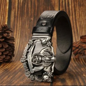 Grim Reaper Black Embossed Belt