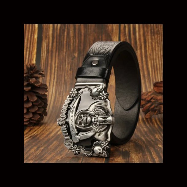 Grim Reaper Black Embossed Belt
