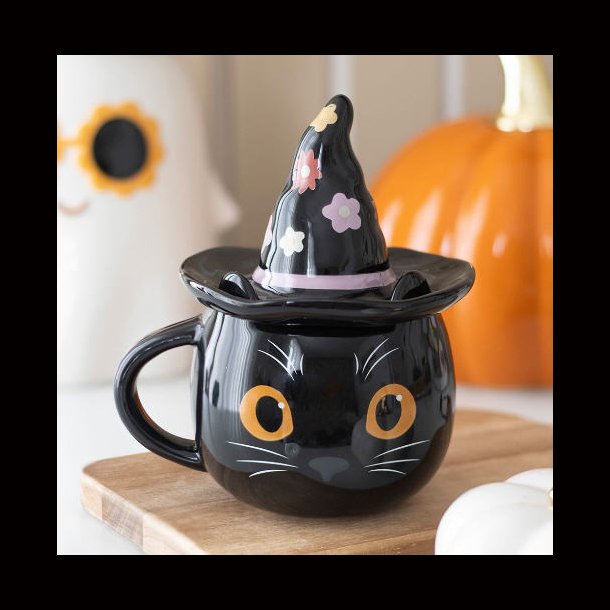 Groovy Witch Cat Lidded Mug