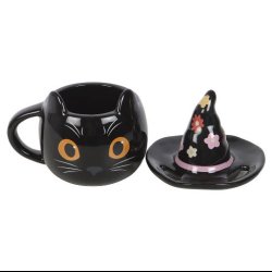 Groovy Witch Cat Lidded Mug
