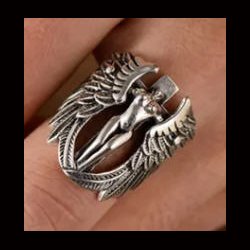 Guardian Angel Cross Wings Ring 