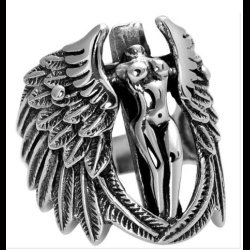Guardian Angel Cross Wings Ring 