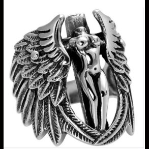 Guardian Angel Cross Wings Ring 