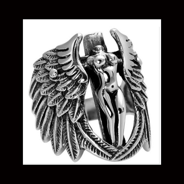 Guardian Angel Cross Wings Ring 