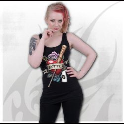 Harley Quinn - Rotten - Razor Back Top Black