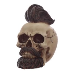 Hipster Mohican Skull Ornament with Beard &amp; Styled HairMade 