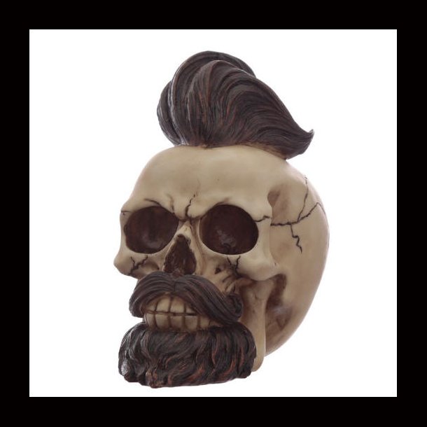 Hipster Mohican Skull Ornament with Beard &amp; Styled HairMade 