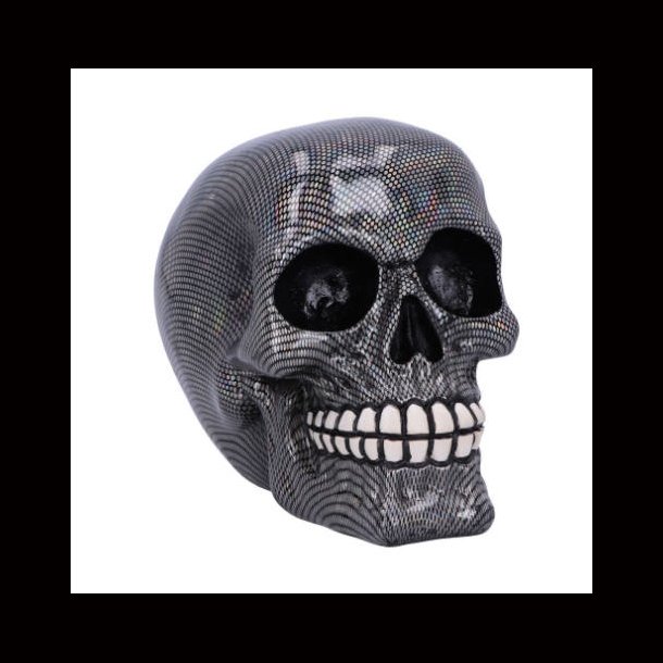 Holographic Silver Fishnet Skull Ornament