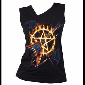 Hot Metal - Gathered Shoulder Slant Vest Black