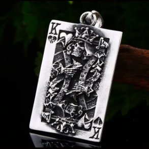 King of Hearts skull king playing card pendant 
