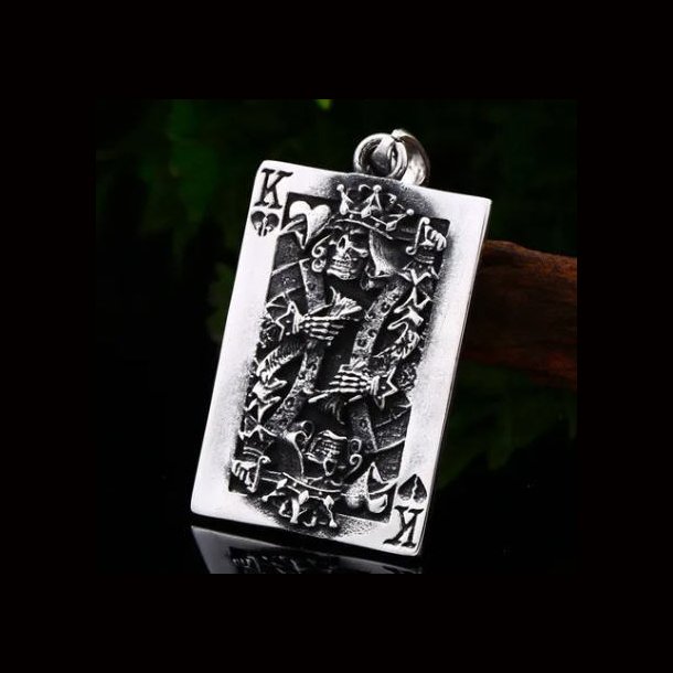 King of Hearts skull king playing card pendant 