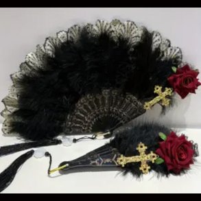 Large Rose Cross Folding Fan