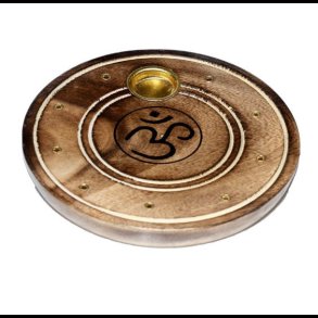 Mango Wood Round Om Ashcatcher Incense Burner