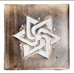 Mango Wood Square Carved Geometric Ashcatcher Incense Sticks Burner