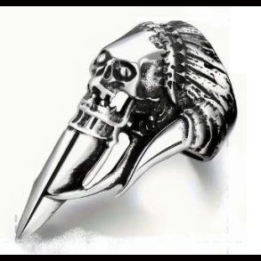 Mans Extended Skull Headdress ring