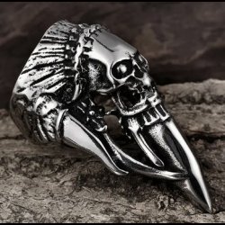 Mans Extended Skull Headdress ring