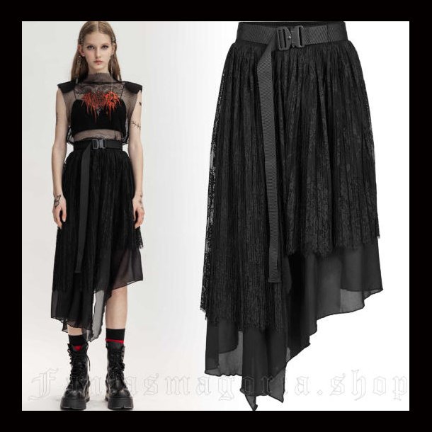 Medea Gothic black textured lace skirt by Punk Rave