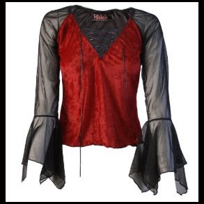 Medieval Style Red Velvet Lace Up Top