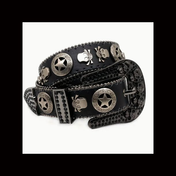 Men's Stylish Studded Casual Belt with Skull Design