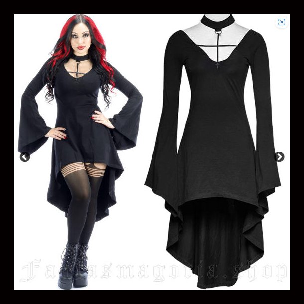 Miserere Gothic women's black long-sleeved dress by Punk Rave