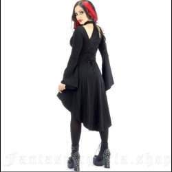 Miserere Gothic women's black long-sleeved dress by Punk Rave