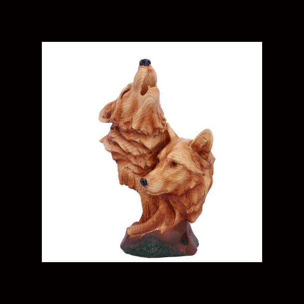 Natural Call Howling Wolf Wood Effect Bust 23cm