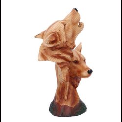 Natural Call Howling Wolf Wood Effect Bust 23cm