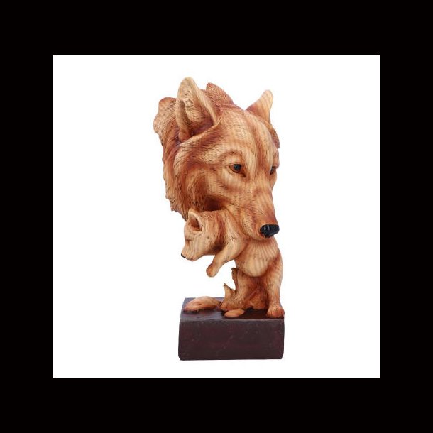 Natural Protection Wolf Mother and Cub Wood Effect Bust 21.5cm