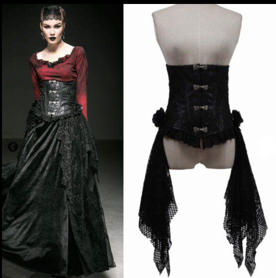 Nemesis - Victorian Gothic black underbust corset by Punk Rave