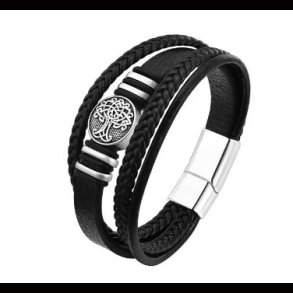 Norse Viking Leather 3 Layers Bracelet for Men,