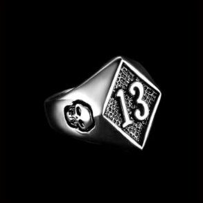 Number 13 Skull Ring
