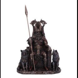Odin All Father Wolves and Throne Figurine 22cm