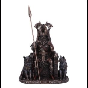 Odin All Father Wolves and Throne Figurine 22cm