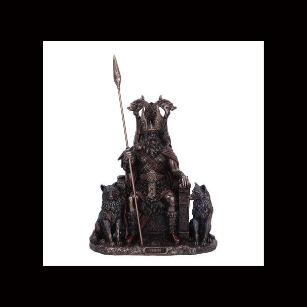 Odin All Father Wolves and Throne Figurine 22cm