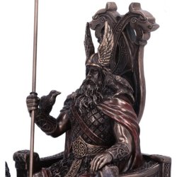 Odin All Father Wolves and Throne Figurine 22cm