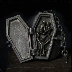 Opening Coffin Ring With Cross and Chain