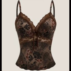 Paisley Pattern Lace Trim Camisole