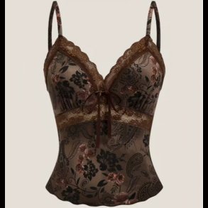 Paisley Pattern Lace Trim Camisole