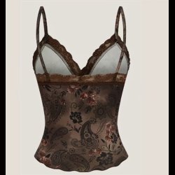 Paisley Pattern Lace Trim Camisole