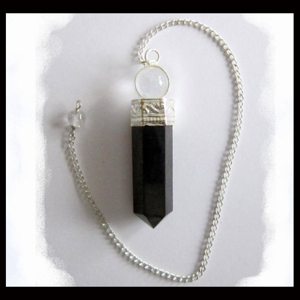 Pendulum with black tourmaline and rock crystal