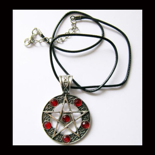 Pentagram Pendant with blood-red stones