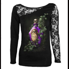 Poisoned Ivy - Lace One Shoulder Top Black